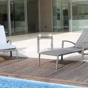 Tumbona reclinable ratán gris Oregón