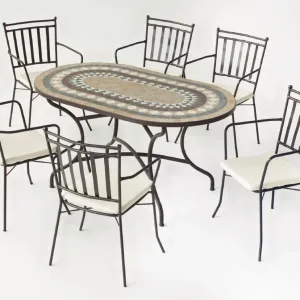 mesa mosaico ovalada color bronce Modelo Oasis