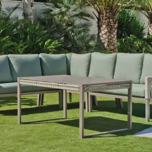 Mesa de comedor de aluminio y cuerda trenzada Havana