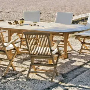 Mesa jardín extensible en madera de teka Seroni