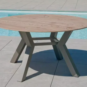 Set Mesa redonda de comedor en aluminio y tablero de Neolith Boheme Veneto