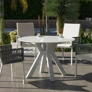 Conjunto de mesa redonda y 4 sillas de aluminio