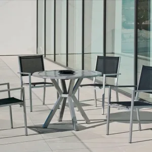 Conjunto jardín aluminio mesa baracoa y cuatro sillas corcega