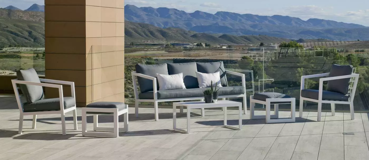 Conjunto para jardín en aluminio blanco Acapulco 10