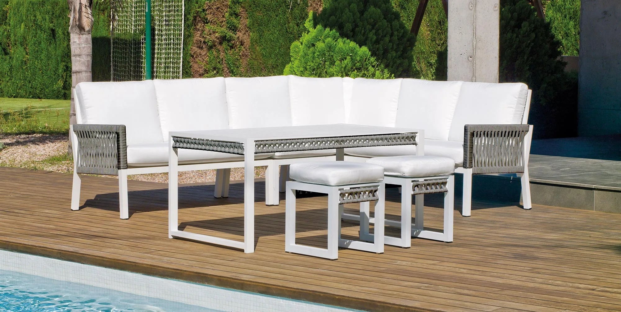 Conjunto sofá rinconera de cuerda trenzada para exterior Havana 30