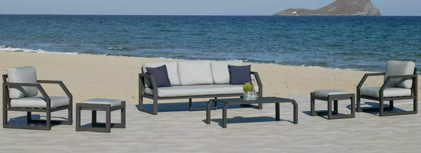 Set de sofás 3 plazas antracita gran confort para exterior Bellagio 10