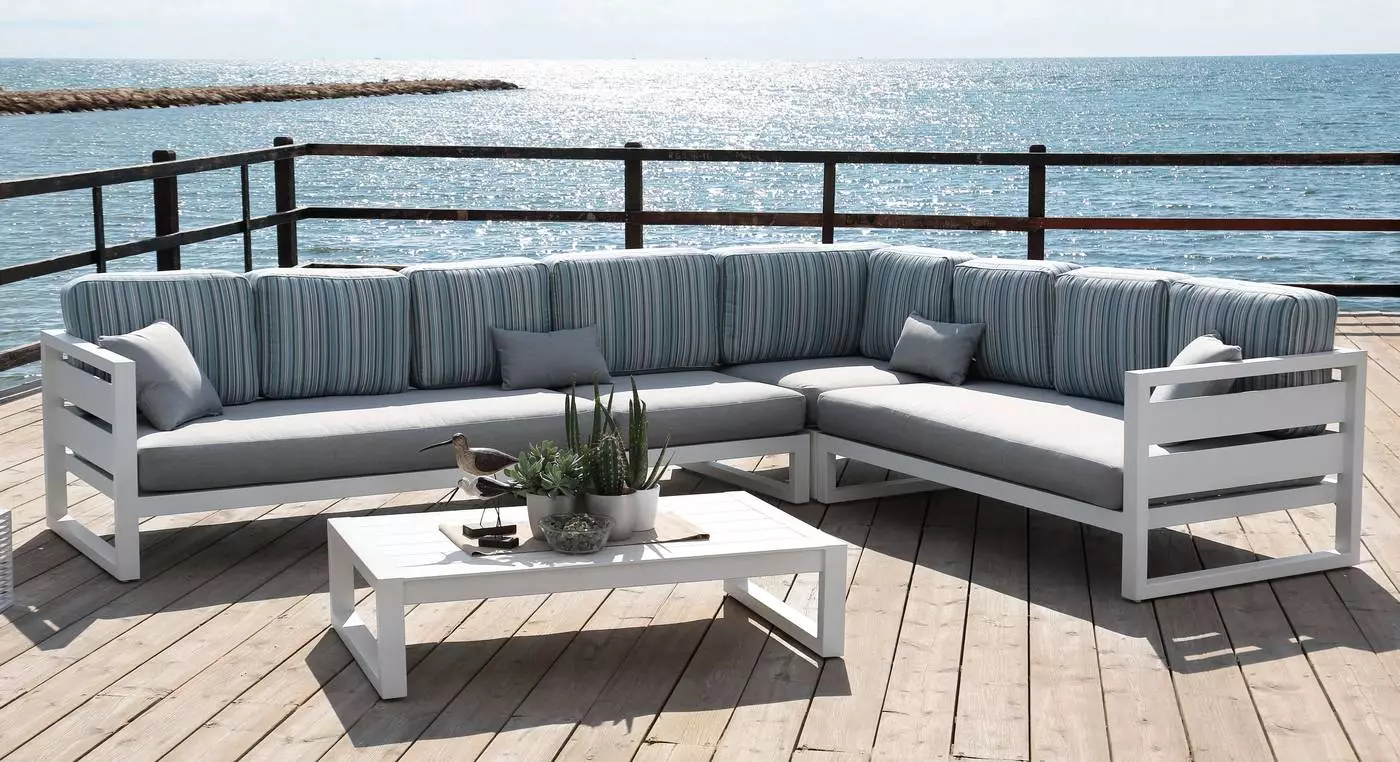 Set rinconera exterior aluminio blanco Cosmos 28