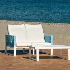 Set sofá reclinable 2 plazas con cuerda trenzada Bolonia