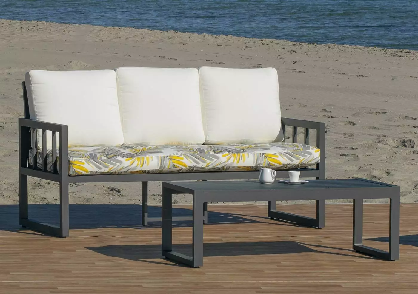 Sofá 3 plazas aluminio de jardín gran confort Altiana 10