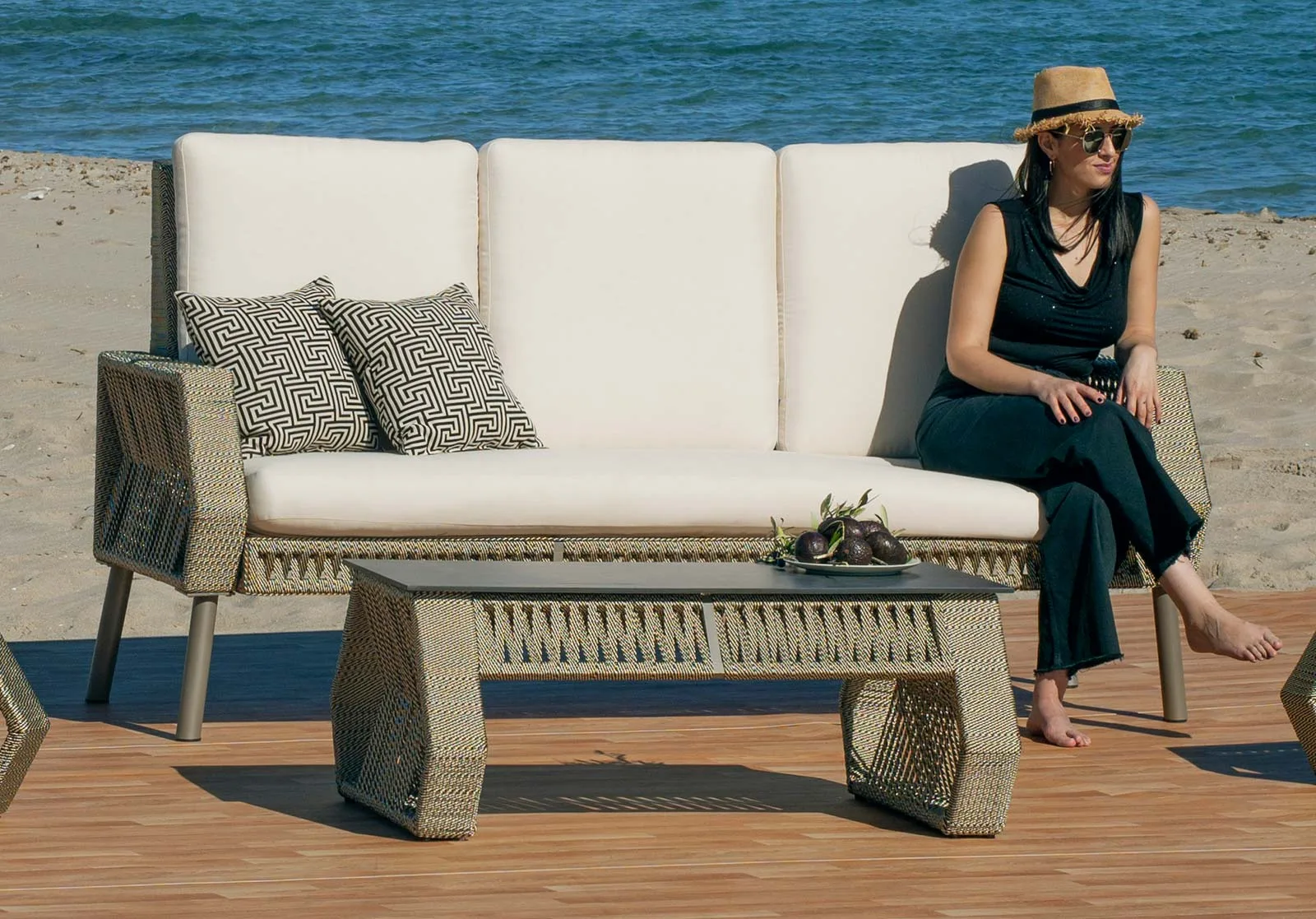 Sofá 3 plazas cuerda náutica Nápoles 3