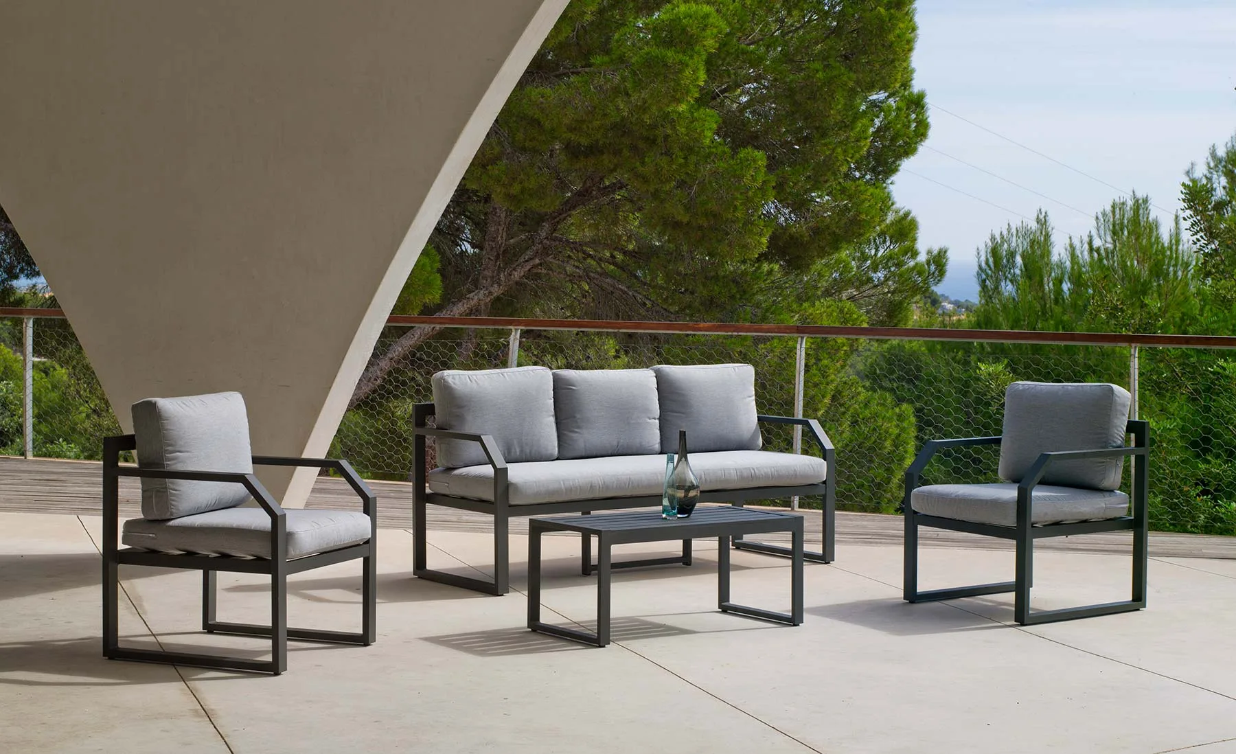 Set de muebles elegantes para terraza y jardín aluminio gris Elsa