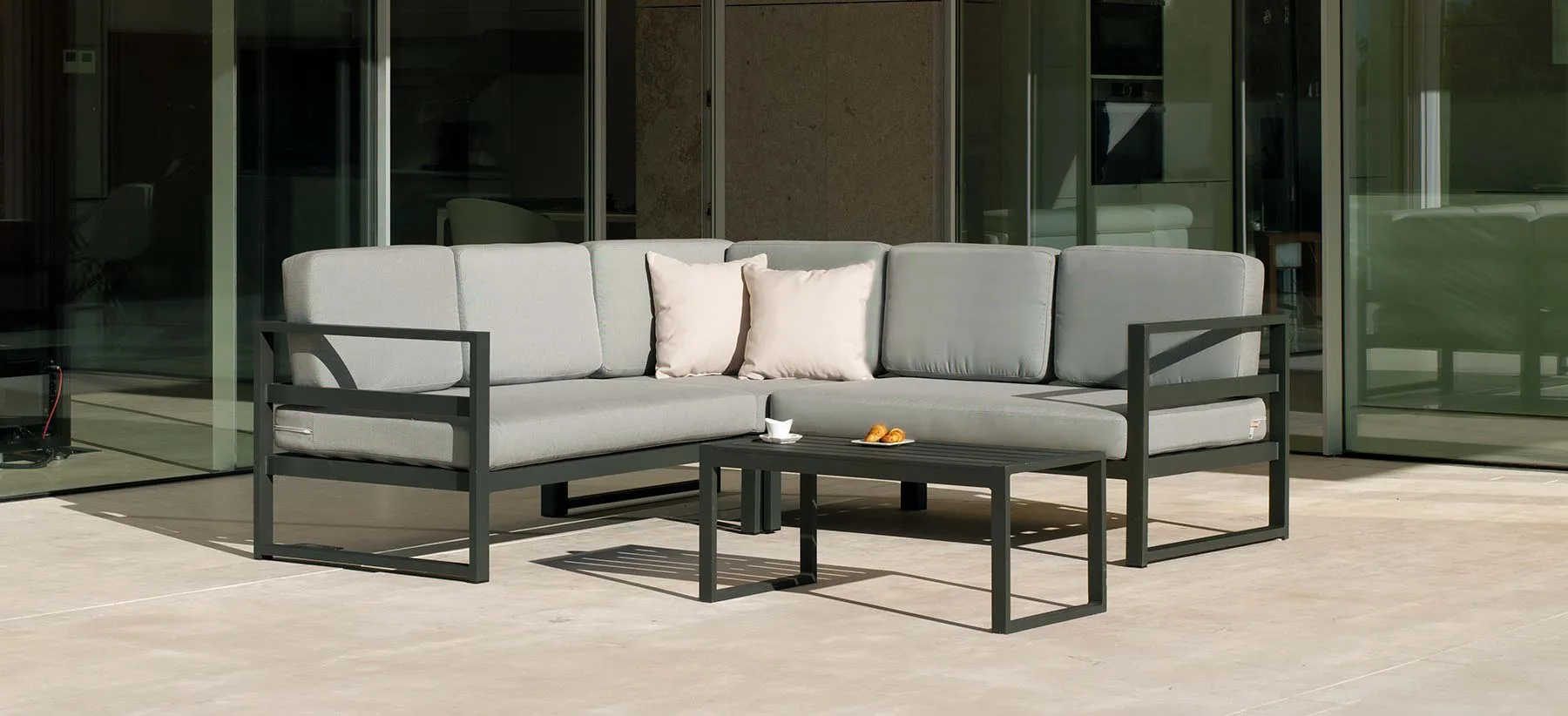 Sofá esquinero para jardín aluminio Lugo 7