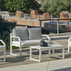 Conjunto exterior sofá 2 plazas aluminio blanco Génova