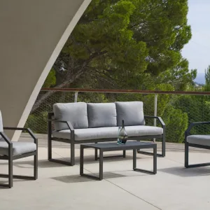 Conjunto exterior sofá 3 plazas aluminio Génova