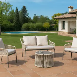 Conjunto de muebles de jardín de aluminio y cuerda Jasmyn