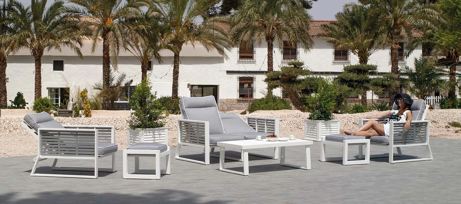 Conjunto sofá reclinable de diseño aluminio bicolor Samira