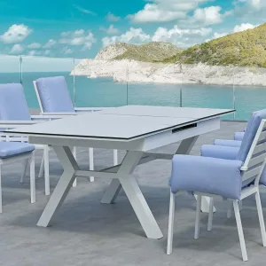 Mesa extensible moderna de aluminio con tapa HPL Santania