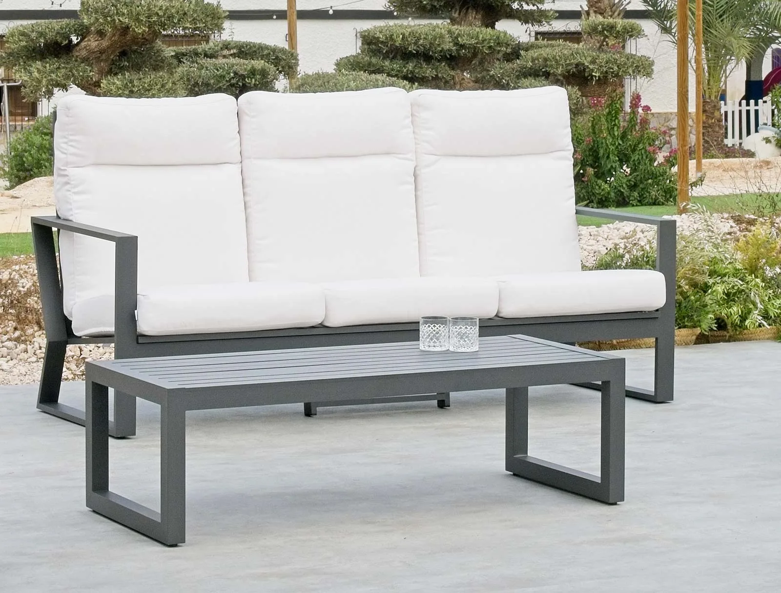 Sofá 3 plazas de jardín de lujo con respaldo alto Michigan