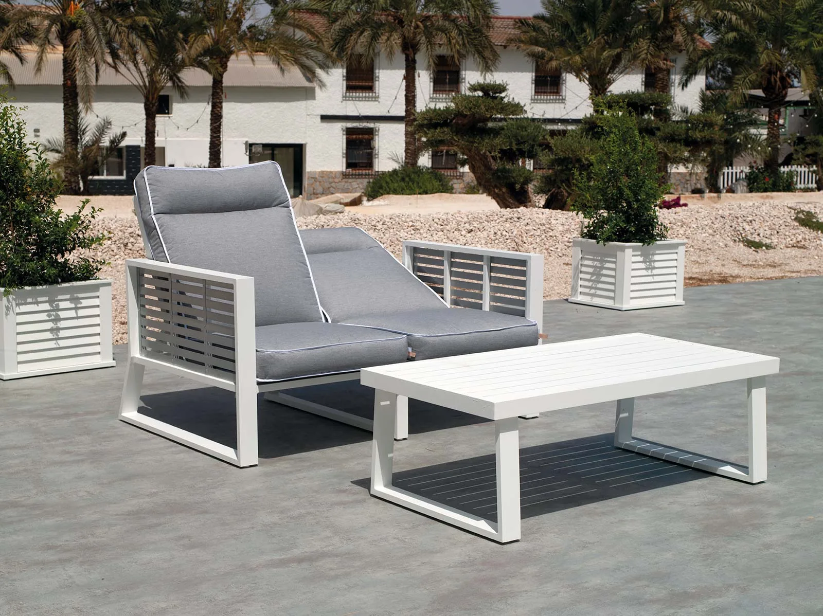 Sofá reclinable 2 plazas aluminio bicolor Samira