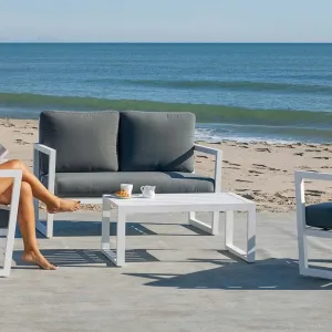 Conjunto sofá 2 plazas de aluminio para terraza Alpine