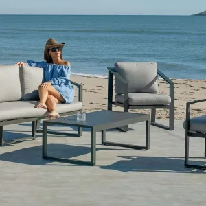 Conjunto sofá 3 plazas jardín de diseño minimalista Sadem