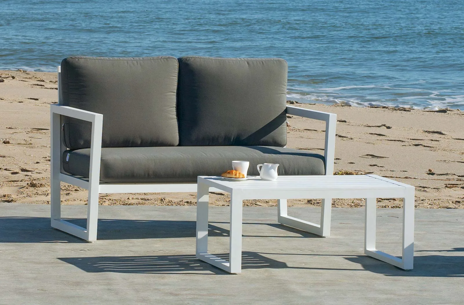 Sofá 2 plazas de aluminio para terraza Alpine