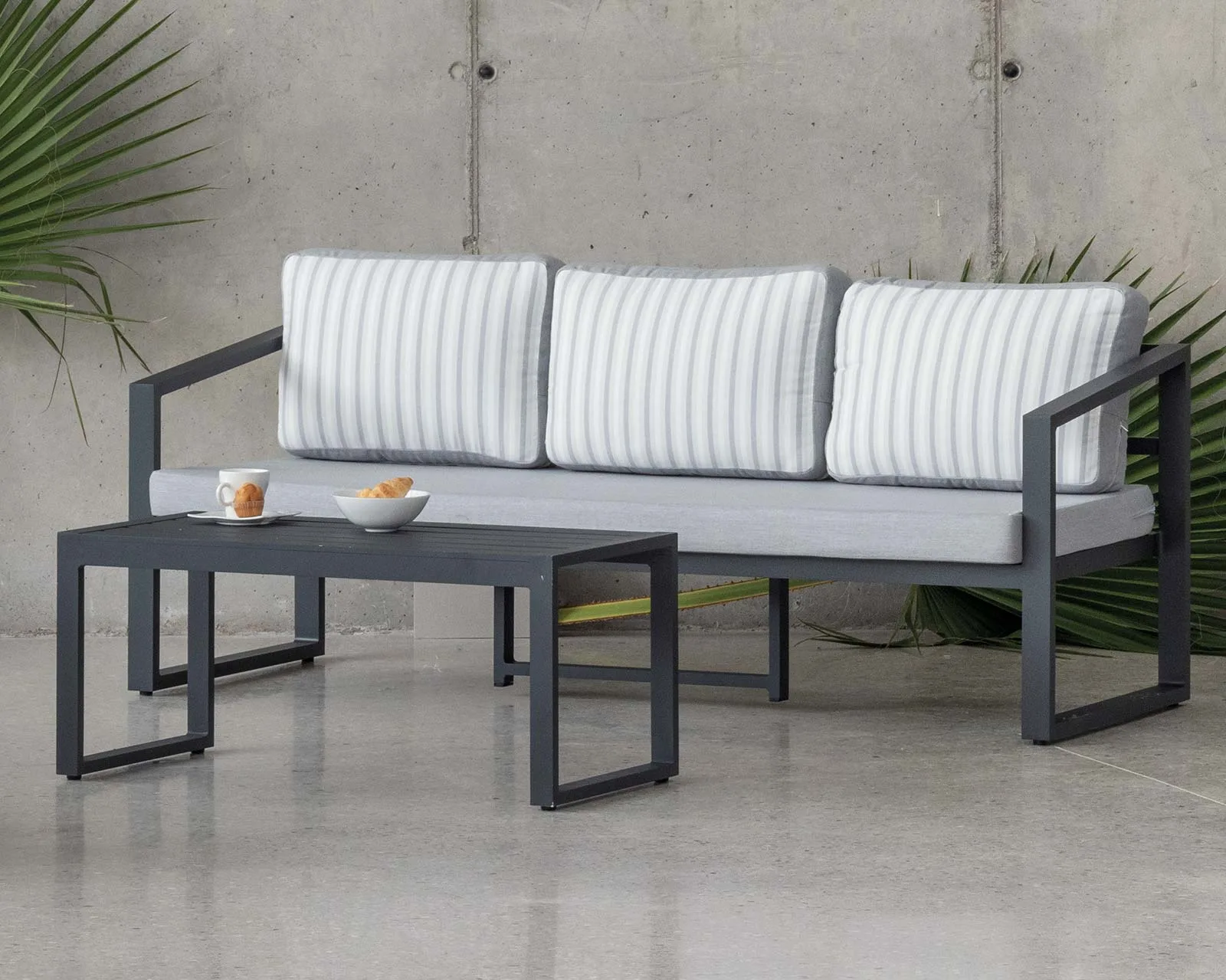 Sofá 3 plazas de aluminio ligero para terraza Kepler