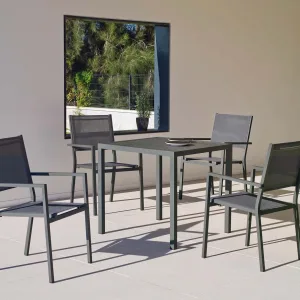 Set de mesa cuadrada y 4 sillas para balcón Melea Corcega