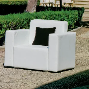 Sillón piel náutica blanca para exterior Comtess