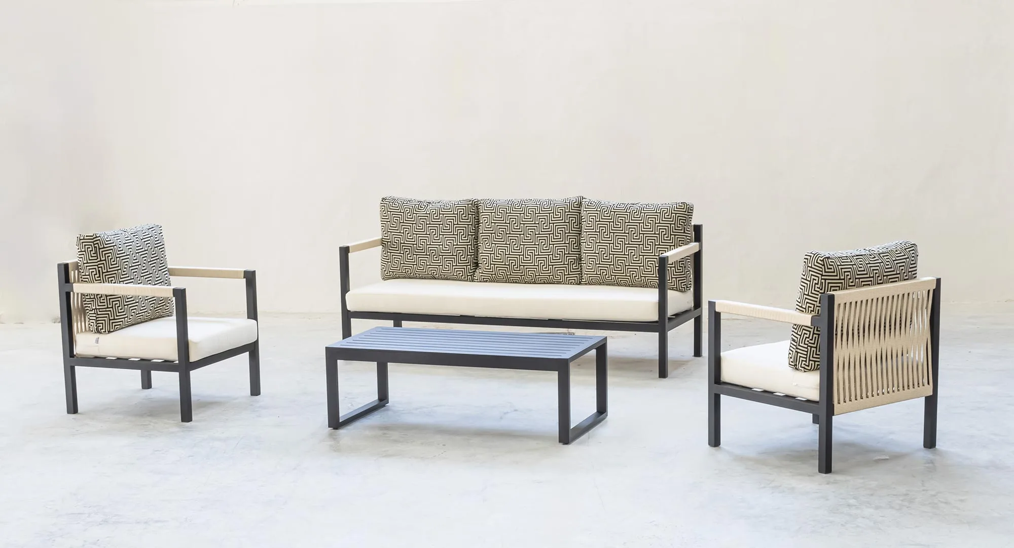 Conjunto de sofá cuerda trenzada estilo contemporáneo Damasco