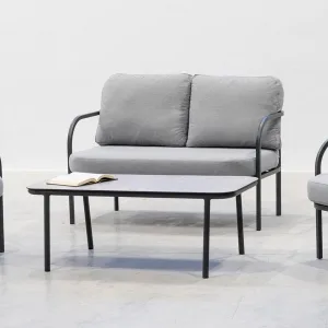 Conjunto de sofá y sillones retro de aluminio para exterior Leblanc 7
