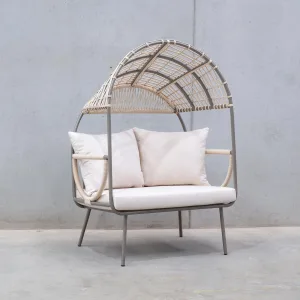 Sillón con forma de huevo de cuerda trenzada para terraza