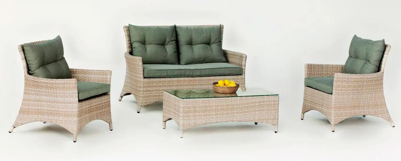 Conjunto de sofá de 2 plazas para jardín de ratán Belmond